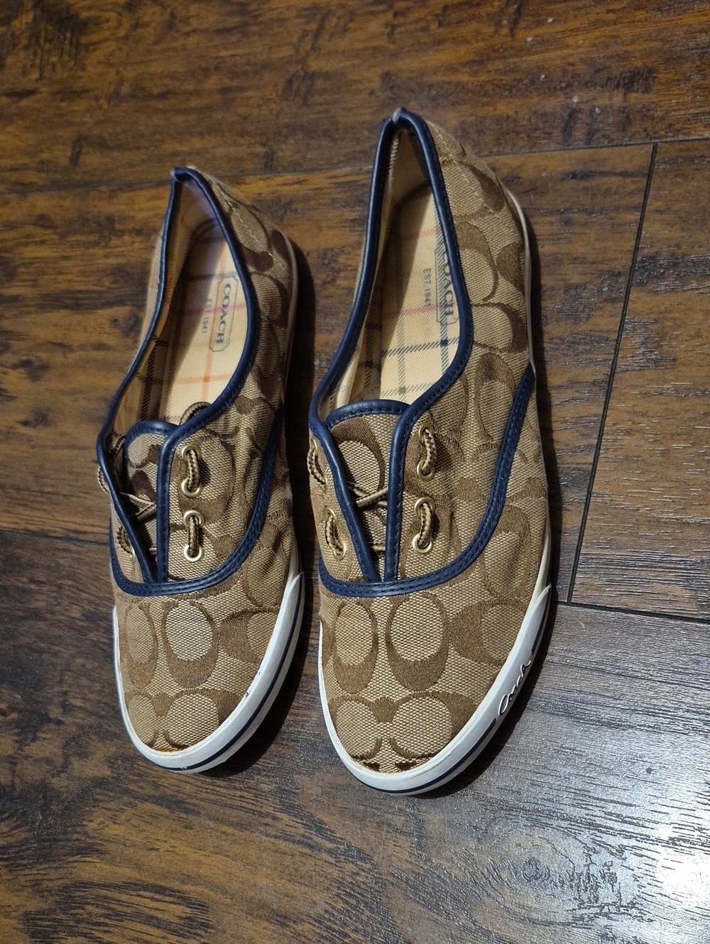 Coach Signature Canvas Slip-On Sneakers in Brown